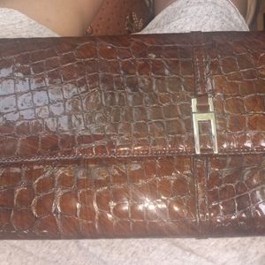 BCBG Brown Italian Leather Purse